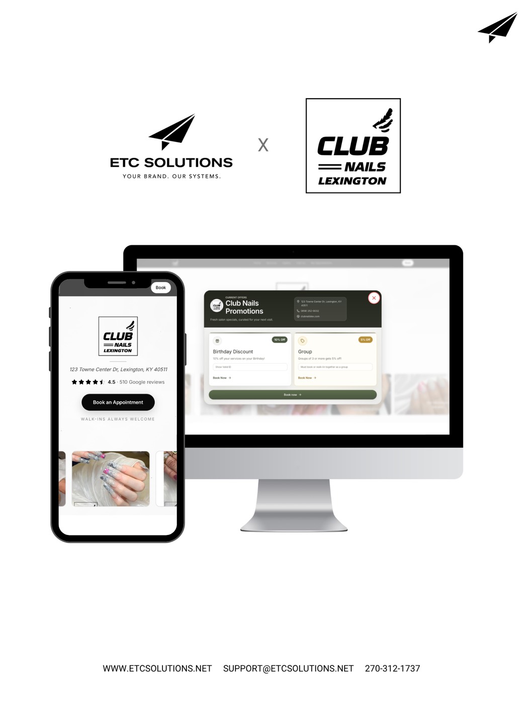 ETC Solutions × Club Nails Lexington — booking site with built-in promotions engine