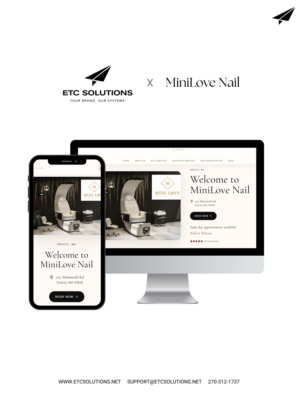 ETC Solutions × MiniLove Nail — new brand website with same-day online booking