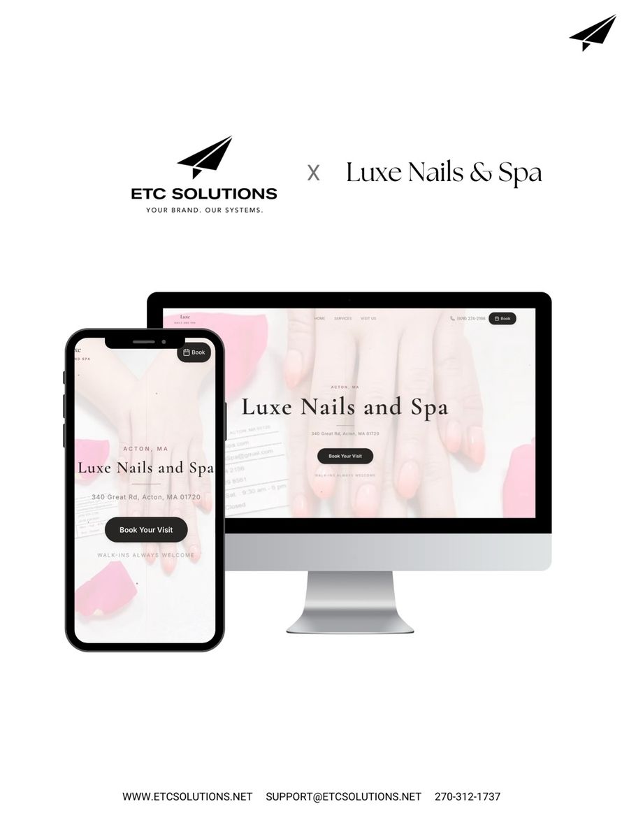 Luxe Nails & Spa website on desktop and phone